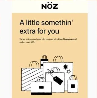NöZ free-shipping promotion popup